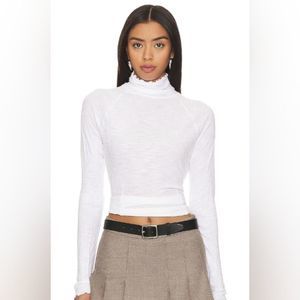 EUC Free People Intimately Make it Easy waffle knit mock neck crop long sleeve